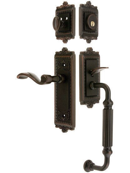 Windsor Entry Lock Set in Oil-Rubbed Bronze Finish with Right-Handed Portofino Lever and